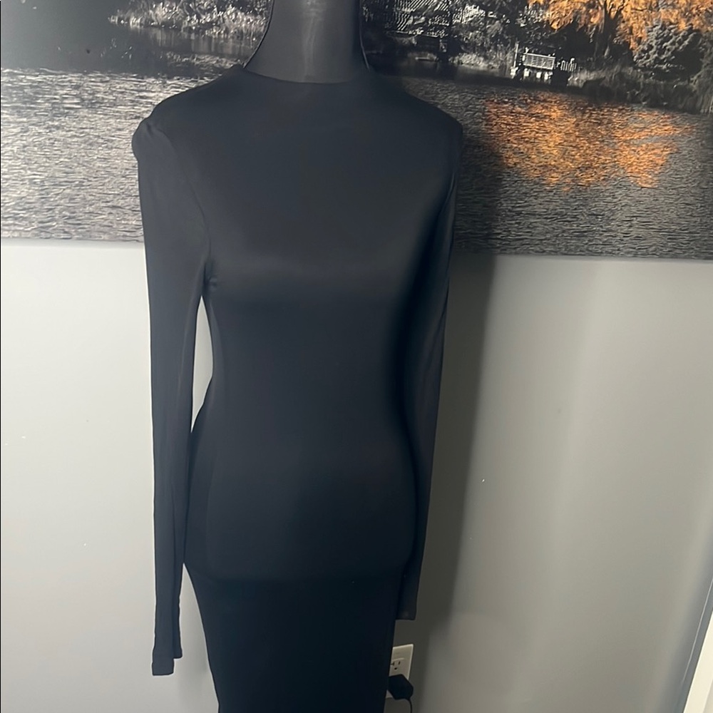 Fashion Nova Black Long Sleeve Bodycon Dress